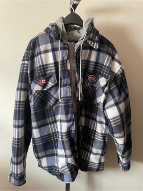 Pioneer Plaid Work Jacket Fleece Lined Lumberjack Hoodie Mens XL